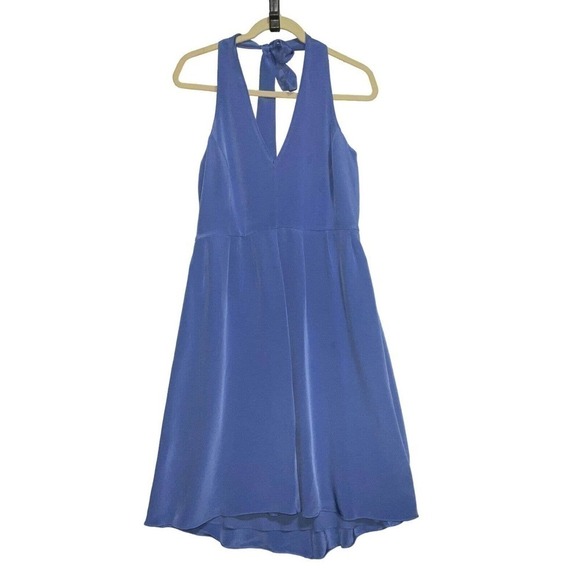 J.Crew 100% Silk Women’s Halter Neck Fit & Flare Dress Blue Size 10 NWOT - Picture 1 of 13